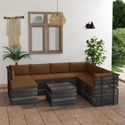 vidaXL 8-delige Loungeset pallet met kussens massief grenenhout