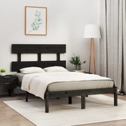 vidaXL Bedframe massief hout zwart 150x200 cm 5FT King Size