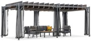 Antraciet Paros terraspergola 3x6m met muggengaas Garden Point