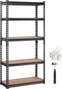 VEVOR opbergrek 907,2 kg totaal draagvermogen 181,4 kg per plank kelderrek SPCC koolstofstaal + MDF-platen boutloos rek 75 x 30 x 152 cm werkplaatsrek zwaar rek kelderrek verstelbaar rek