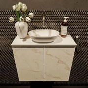 Mondiaz Fowy toiletmeubel 60cm Carrara met witte waskom midden zonder kraangat