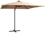 vidaXL Zweefparasol met LED-verlichting stalen paal 250x250 cm taupe