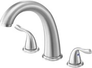 VEVOR Romeinse badkraan Badkraanset met 3 gaten en 2 handgrepen, geborsteld roestvrij staal badkraan met booguitloop voor montage op het dek voor baden van volwassenen