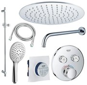 GROHE Grohtherm Regendoucheset opbouw - hoofddouche 25 cm - handdouche rond - wandarm - glijstang 90 cm - chroom sw105953 SW104917  SW720552 SW496814 SW767373 SW76