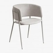 Set Van 2 Nalon Gestoffeerde Eetkamerstoelen Tapioca Beige & Stof Gebroken Wit - Sklum