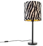 Stoffen Moderne tafellamp zwart met kap zebra 25 cm - Simplo Modern E27 cilinder / rond Binnenverlichting Lamp