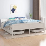 vidaXL Bedframe met 4 lades massief grenenhout wit 180x200 cm