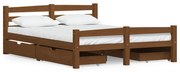 vidaXL Bedframe met 4 lades massief grenenhout honingbruin 140x200 cm