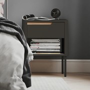 Tenzo Switch Nachtkastje Antraciet Met Eiken - 45x39x57cm.