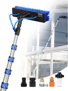 VEVOR Telescopische wasborstel met telescopische steel, 9 m lange reinigingsstok, 180° draaibare borstelkop en 20 m slang, raamreinigingsgereedschap voor huishoudelijk gebruik en voor caravanzonnepanelen.