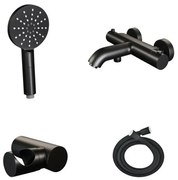 Brauer Black Edition Badkraan opbouw - 2 gladde knoppen - handdouche rond 3 standen - mat zwart sw238164/sw238165/sw353734/SW1164705/