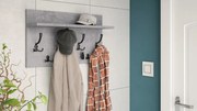 FINLO Millenium Beton/ Grepen Mat Zwart - MODERNE MUURHANGER MET PLANK VOOR IN DE GANG 70 cm