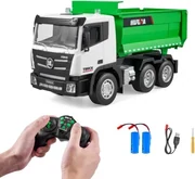 RC Dump Truck Speelgoed, 10-kanaals 1:14 schaal Dump Truck RC Bouwvoertuig met licht en 2 oplaadbare batterijen, verjaardagscadeau voor peuters, kinderen, jongens en meisjes vanaf 8 jaar | NL