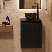 Fontana Athens Portoro Gold Micro Marble toiletmeubel met ribbelfront 40cm zwart mat