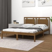 vidaXL Bedframe massief hout honingbruin 135x190 cm 4FT6 Double