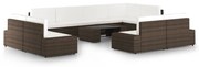 vidaXL 10-delige Loungeset met kussens poly rattan bruin