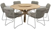 Murcia Prado dining tuinset 160 cm rond 7 delig olive teak 4 Seasons Outdoor