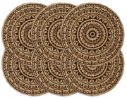 vidaXL Placemats 6 st rond 38 cm jute donkerbruin