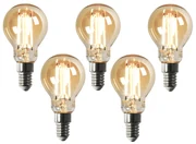 Set van 5 Smart E14 LED lamp P45 goud 4,9W 470 lm 1800-4000K