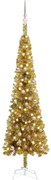 vidaXL Kerstboom met LED's en kerstballen smal 210 cm goudkleurig