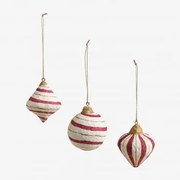 Set Van 3 Handgemaakte Kerstversieringen Van Papier-maché Grisen Granaat - Sklum