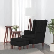 vidaXL Fauteuil met voetenbank fluweel zwart