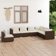 vidaXL 7-delige Loungeset met kussens poly rattan bruin