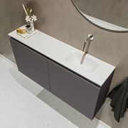 Mondiaz Ture 100cm toiletmeubel dark grey met wastafel talc rechts geen kraangat