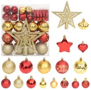 vidaXL 70-delige Kerstballenset goud en rood