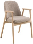RODERIC Beige Latte (stof Monza 60)/frame geolied eiken - HOUTEN STOEL VOOR WOONKAMER, EETKAMER, KEUKEN RETRO