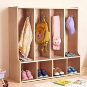 VEVOR Open Kinderkledingkast van multiplex, kinderkledingkast met 8 haken en 8 vakken (4 grote + 4 kleine), kledingkastplank en opbergplank voor kinderkamer, thuis, kleuterschool, kinderdagverblijf