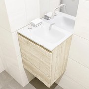 Mondiaz Olan 40cm toiletmeubel light brown grey met wastafel talc rechts geen kraangat