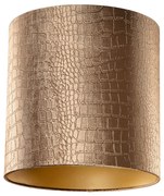 Velours lampenkap krokodil dessin met gouden binnenkant 40/40/40 Klassiek / Antiek cilinder / rond