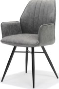 Eetkamerstoel - Clark - lederlook Soft steel