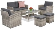 Monaco Coffee tuinmeubelen 4 + 2 Garden Point poefs lichtgrijs