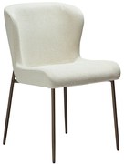 Dan-Form Glam Luxe Eetkamerstoel Boucle Wit En Antique Brass