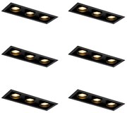 Set van 6 Moderne inbouwspot zwart verstelbaar 3-lichts - Roof GU10 Binnenverlichting Lamp