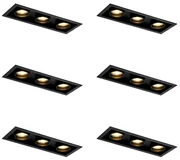 Set van 6 Moderne inbouwspot zwart verstelbaar 3-lichts - Roof GU10 Binnenverlichting Lamp
