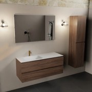 Mondiaz Aivy badmeubel 120cm mocha met wastafel solid surface talc links 1 kraangat en spiegel