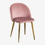 Set Van 4 Fluwelen Eetkamerstoelen Kana Blush & Goud - Sklum