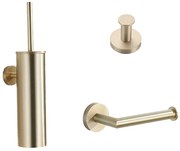 Saniclear Brass geborsteld messing / goud toilet accessoire set incl toiletborstel, rolhouder en haak