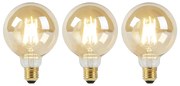 Set van 3 E27 dim to warm LED lampen G95 goud 8W 806 lm 2000-2700K