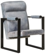 vidaXL Fauteuil 60x75x90 cm echt geitenleer grijs