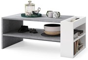 NEFRI Millenium Beton/Wit Mat - MODERNE KOFFIE TAFEL MET LEGPLANK