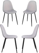 Set 4 Teok Black Stoffen Stoelen