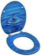 vidaXL Toiletbril met deksel waterdruppel MDF blauw