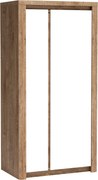 Kledingkast Etrmona 100, Ribbeck eiken, Glanzend wit, 197x98x59cm, 92.79 kg, Kledingkast deuren: Met scharnieren