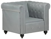 vidaXL Fauteuil Chesterfield-stijl echt leer grijs