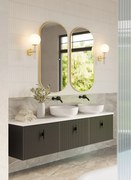 Muebles Ezra badmeubel ribbelfront 180cm zwart mat met wit toppaneel zonder waskom