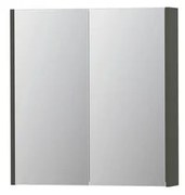 INK SPK2 Spiegelkast - 70x14x74cm - 2 deuren - dubbelzijdige Spiegel - schakelaar en stopcontact - MDF lak Mat beton groen 1105175